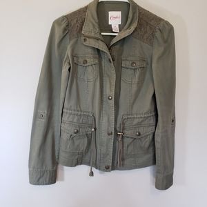 Candies Olive Green Lace Shoulder Utility Jacket Women’s Size XS